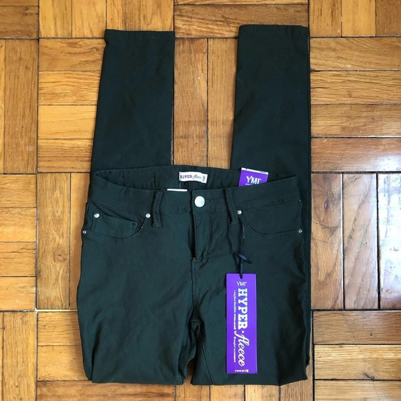 Olive green fleece lined Jeggings - Picture 3 of 10